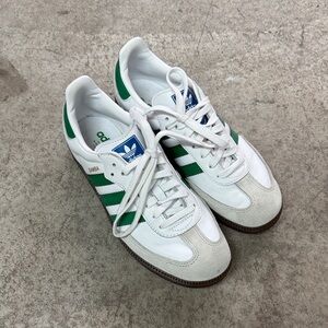 Adidas Samba White and Green Trainers